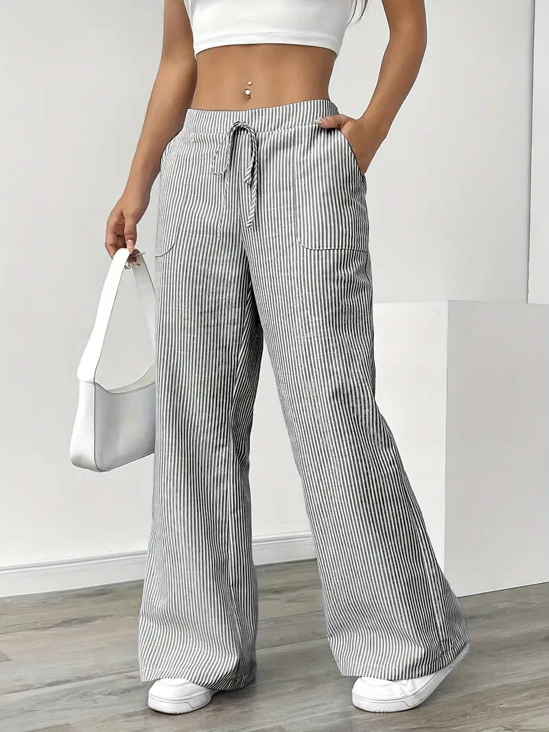 Alina™ | Elegant Stribede Bukser med Lommer