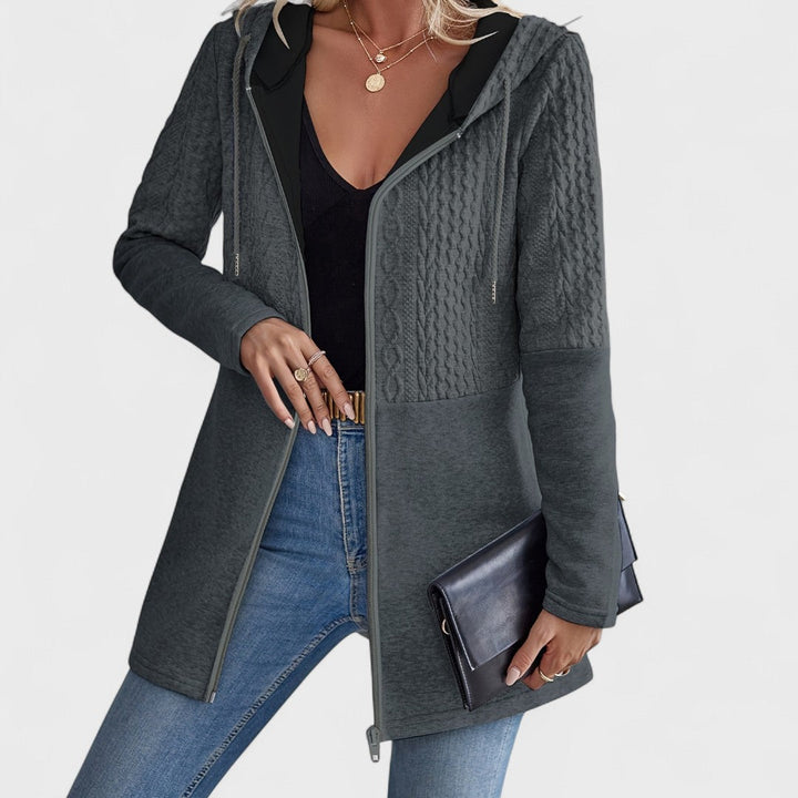 Valentino – Elegant grå cardigan med hætte til damer