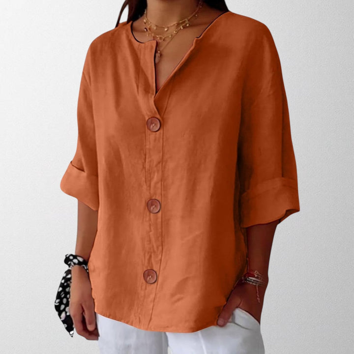 Noora - Afslappet Linned Bluse til Tidløs Elegance