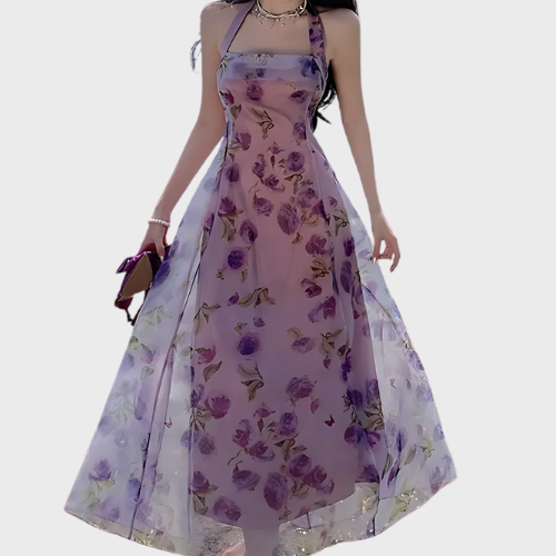 Elegant Chiffon Midi Kjole