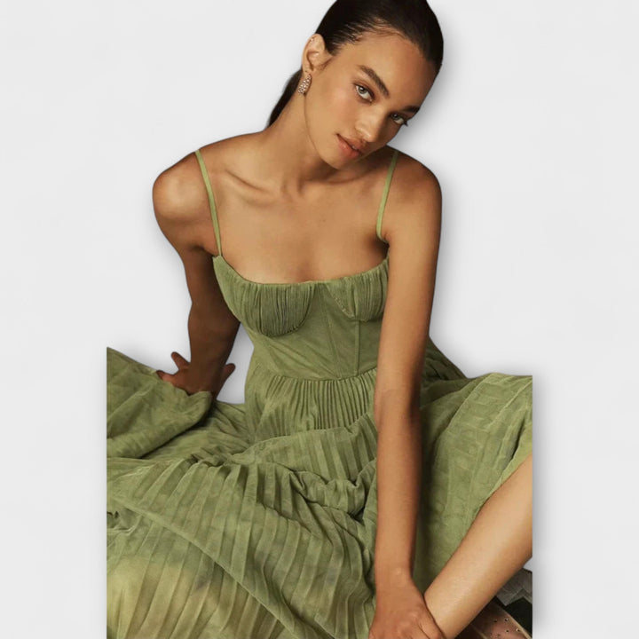 Mathilda - Midi kjole i tyl med bustier-design