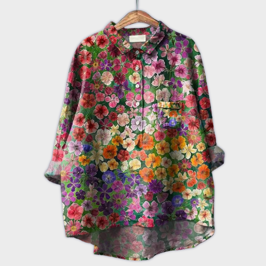 Magdalena - Håndlavet chemisier til kvinder med blomsterprint