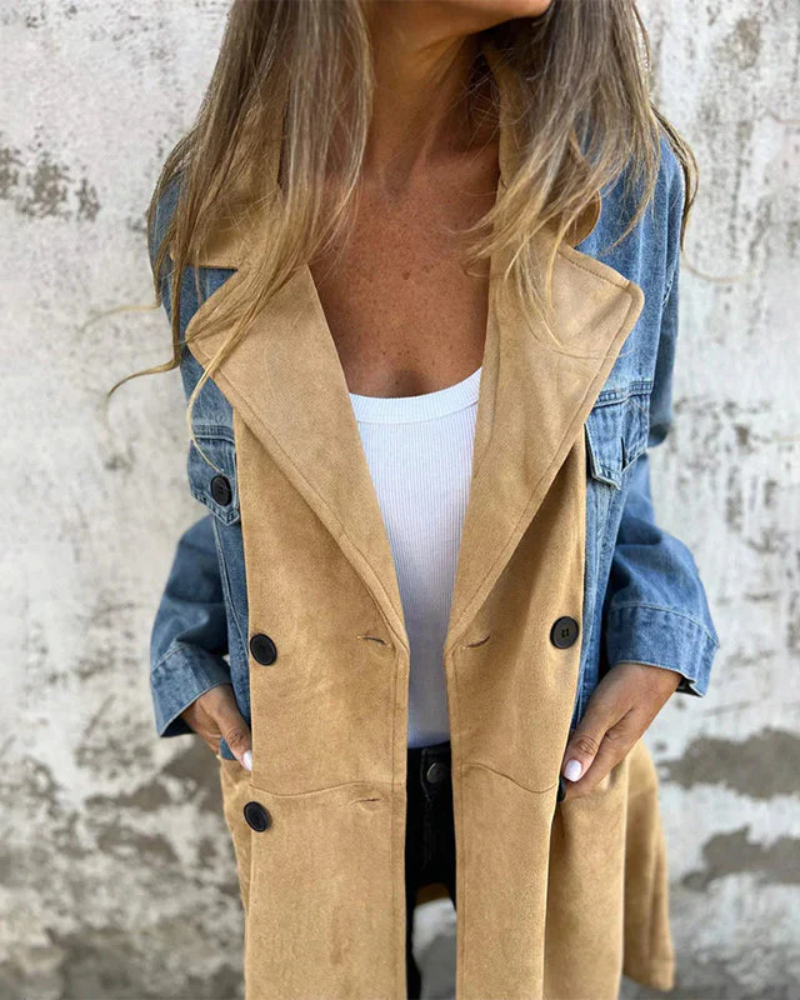 Sara - Kamelfarvet Denimjakke