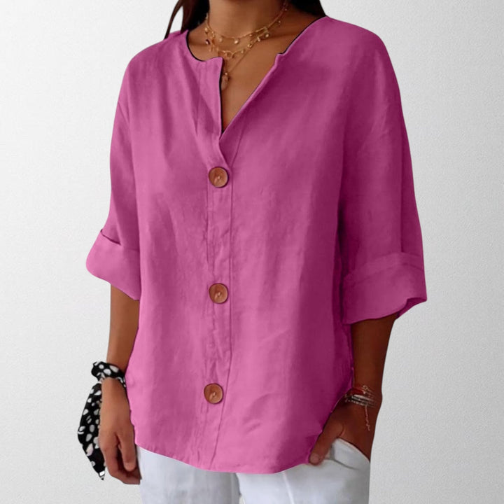 Noora - Afslappet Linned Bluse til Tidløs Elegance