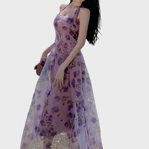 Elegant Chiffon Midi Kjole