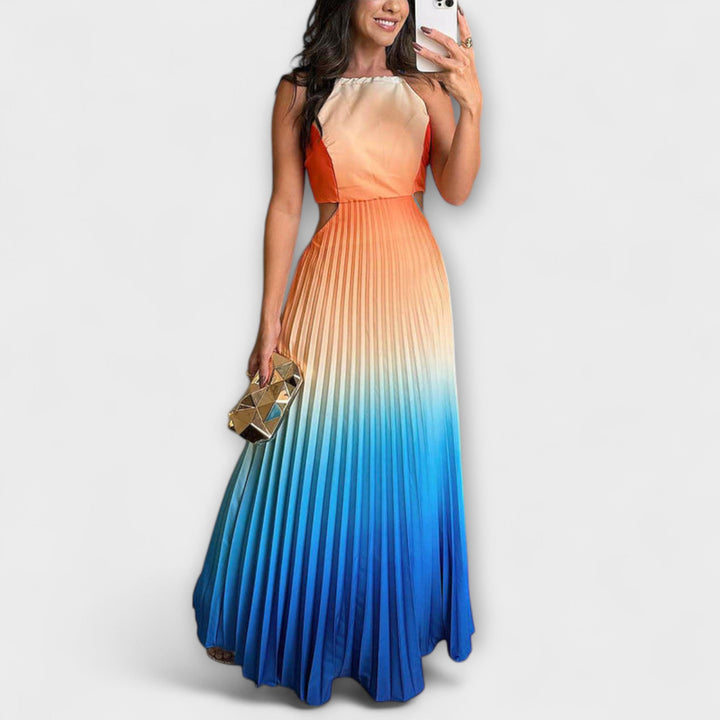 Haven – Chic Rygfri Tie-Dye Gradient Plisseret Maxikjole