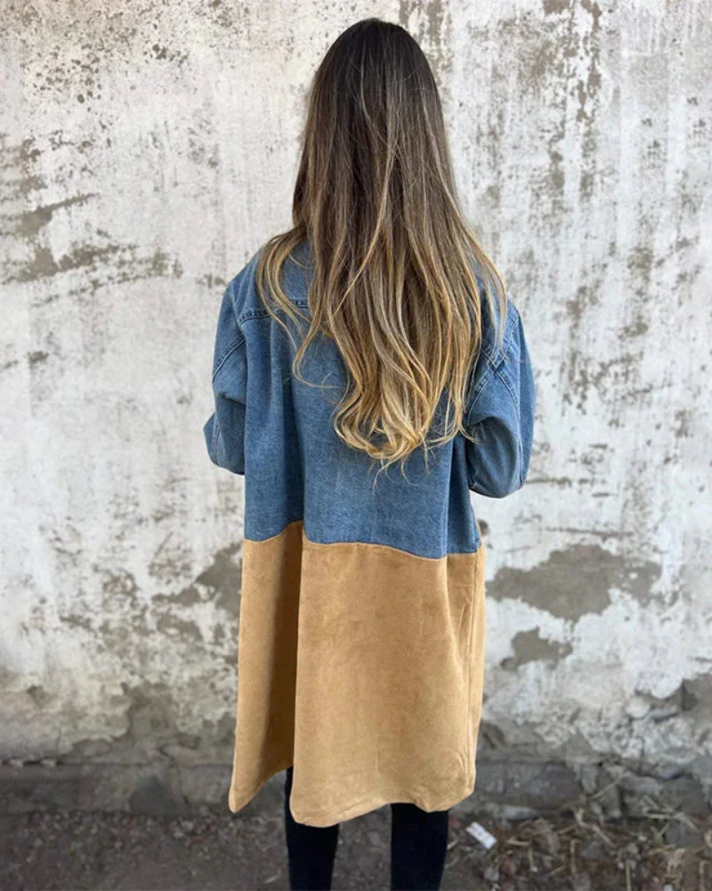 Sara - Kamelfarvet Denimjakke