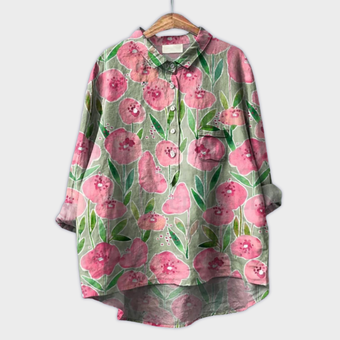 Magdalena - Håndlavet chemisier til kvinder med blomsterprint
