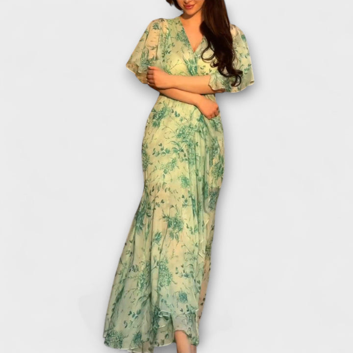 Marlene - Elegant Blomsterkjole med V-hals