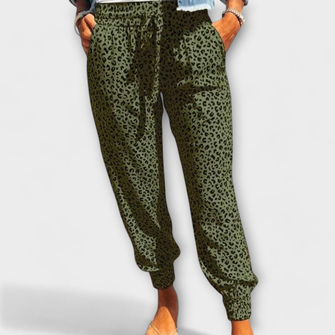 Feli - Bredbenede Leopardprint Bukser