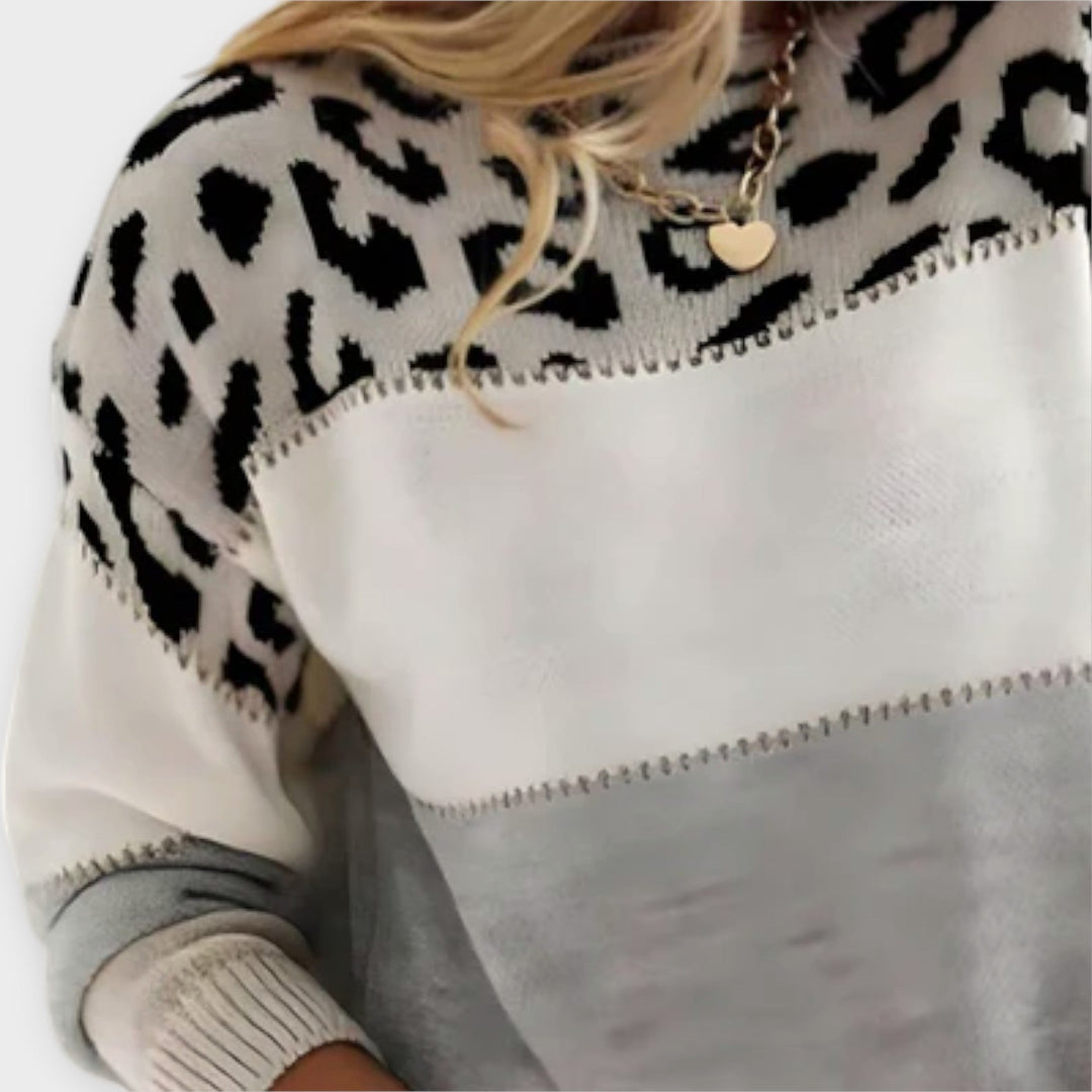 Cheyenne - Casual Striktrøje Med Leopardprint Design