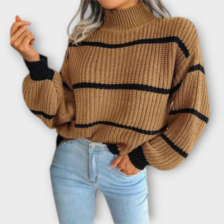 Chavala - Stribet Turtleneck Sweater