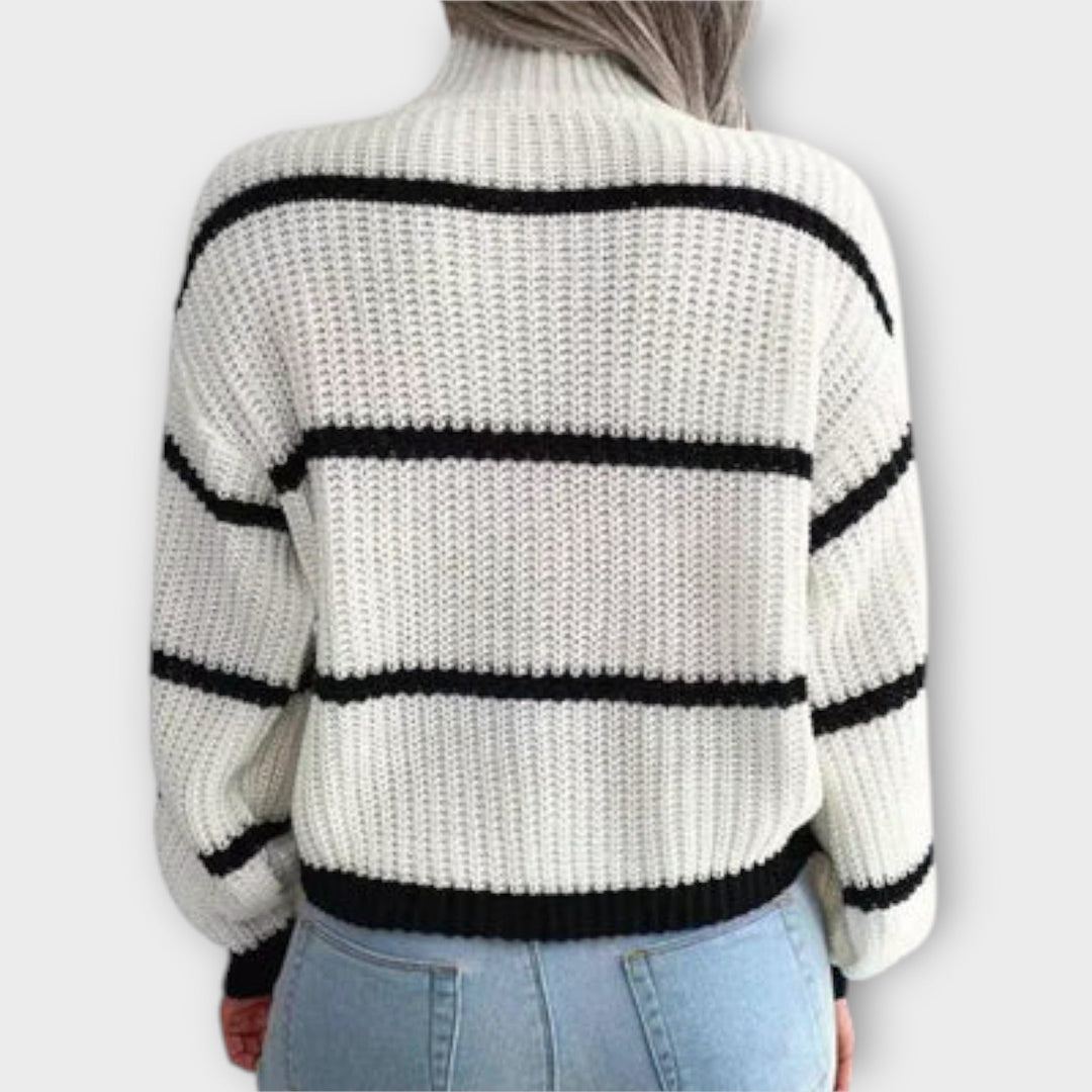 Chavala - Stribet Turtleneck Sweater