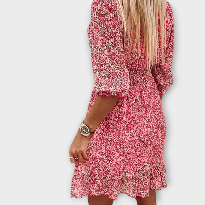 Rebekka - Blomsterkjole med puffærmer til damer
