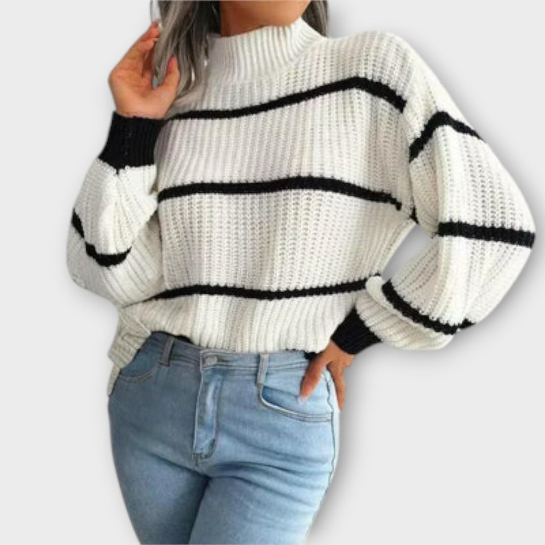 Chavala - Stribet Turtleneck Sweater