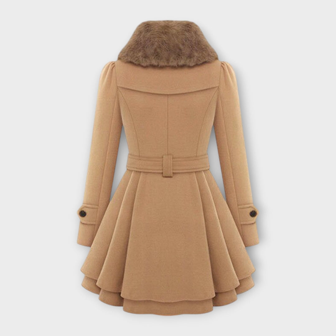 Emma – Elegant Frakke med Syntetisk Pels Krave