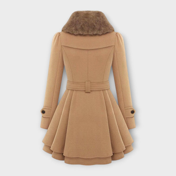 Emma – Elegant Frakke med Syntetisk Pels Krave