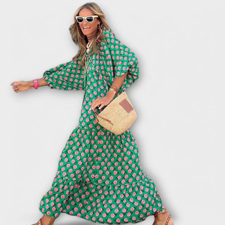 Elegant Geometrisk Maxi Kjole