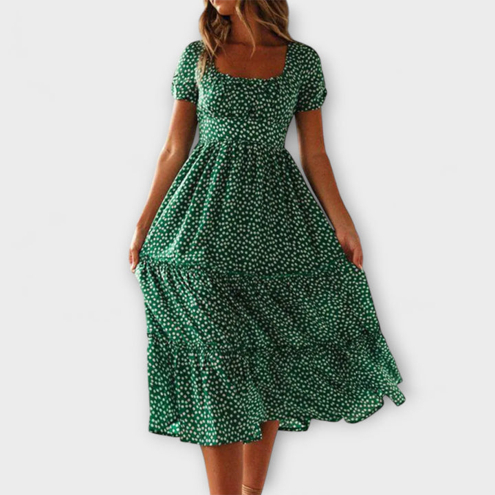 Franka - Maxikjole med Puffærmer og Vintage Blomsterprint