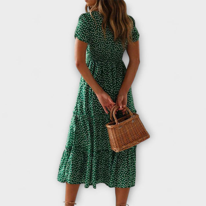Franka - Maxikjole med Puffærmer og Vintage Blomsterprint