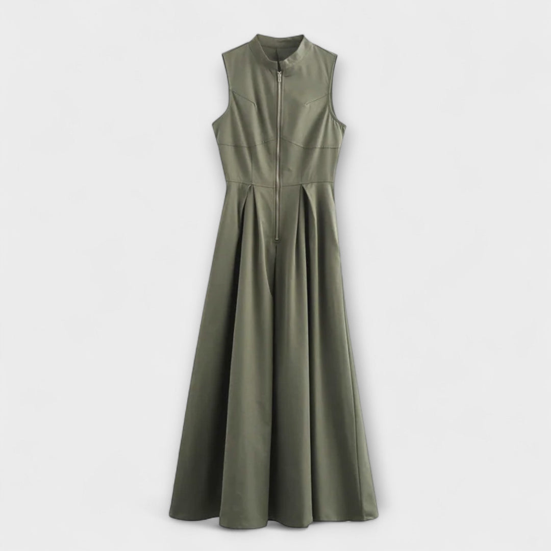 Eva - Midi Bodycon Plisseret Kjole Uden Ærmer