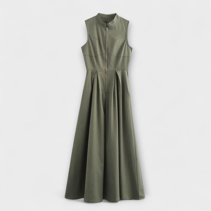 Eva - Midi Bodycon Plisseret Kjole Uden Ærmer