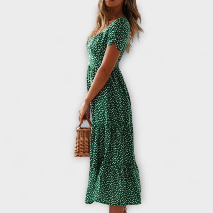 Franka - Maxikjole med Puffærmer og Vintage Blomsterprint