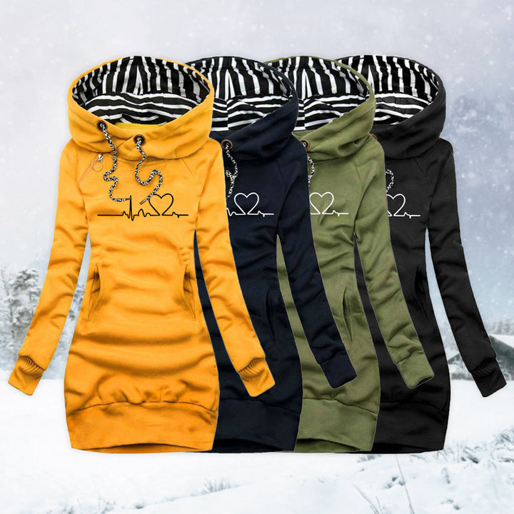 Adèle - Sweaterkjole med Hjerterytme Print