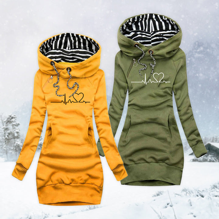 Adèle - Sweaterkjole med Hjerterytme Print