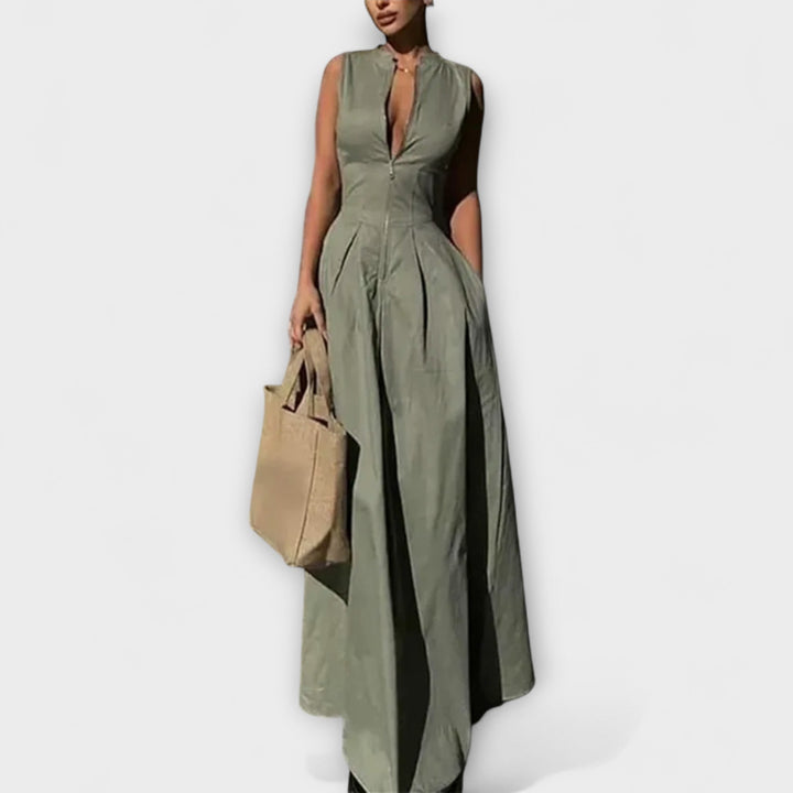 Eva - Midi Bodycon Plisseret Kjole Uden Ærmer