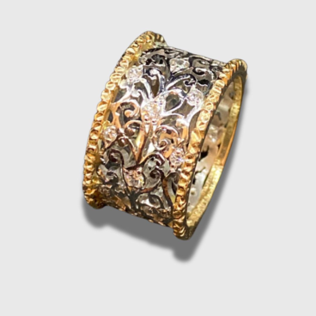 Mika - Vintage Efeu Ring med Zirkonia