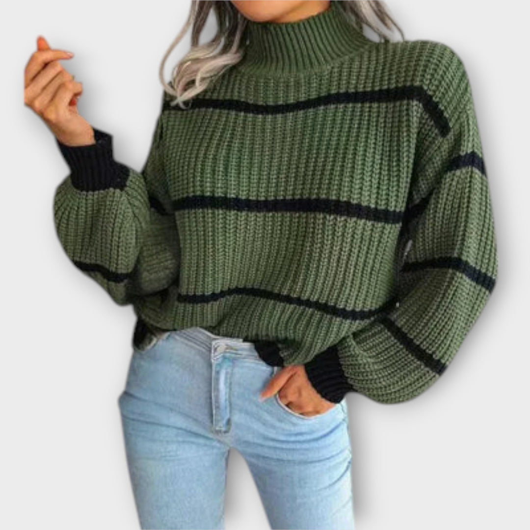 Chavala - Stribet Turtleneck Sweater