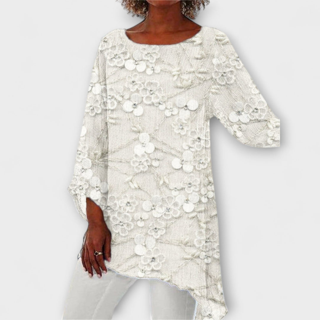 Harper - Bluse med blomstertrykt krystal