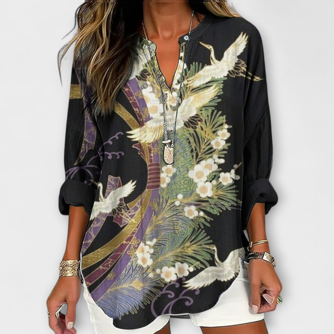 Ellie - Bluse med botanisk elegance