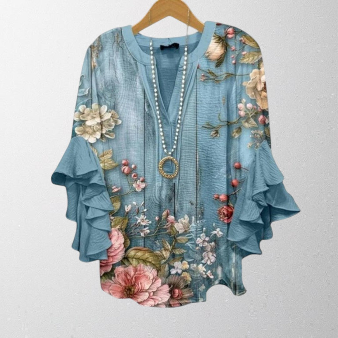 Olivia - Vintage bluse med blomsterprint