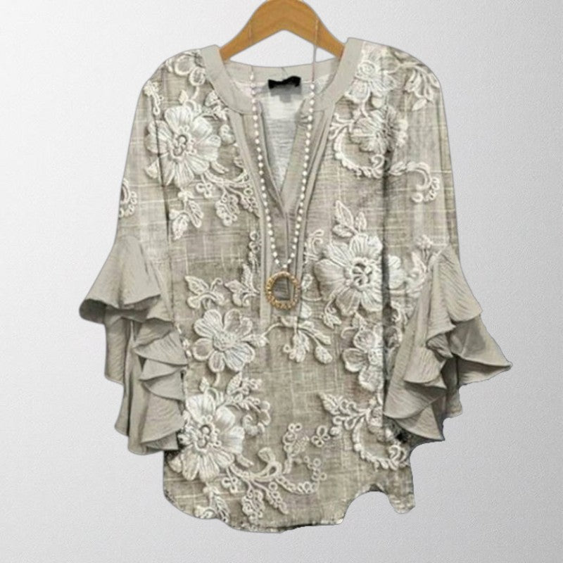 Olivia - Vintage Bluse med Blomsterprint