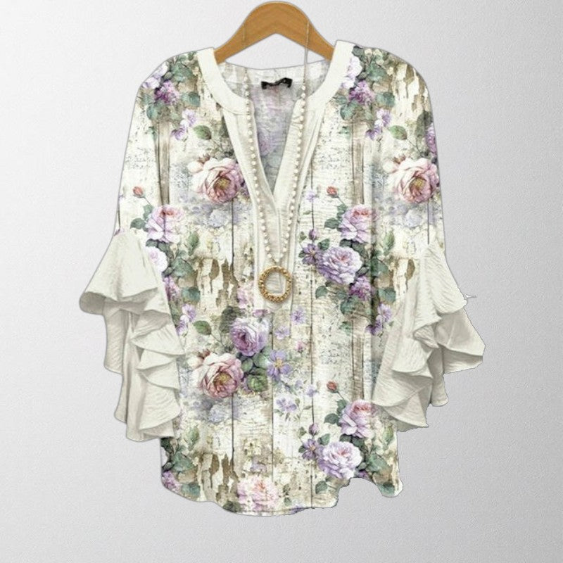 Olivia - Afslappet Bluse Med Blomstertryk