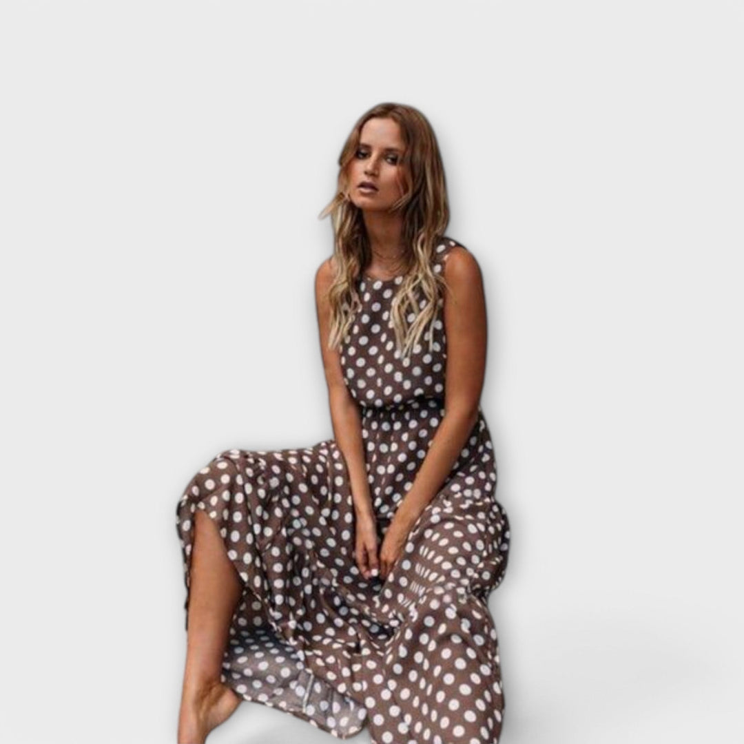 Florinda - Midi boho kjole med prikker