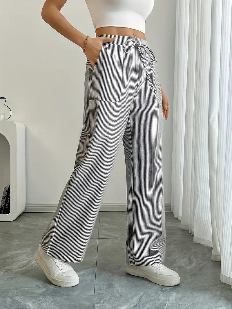 Alina™ | Elegant Stribede Bukser med Lommer