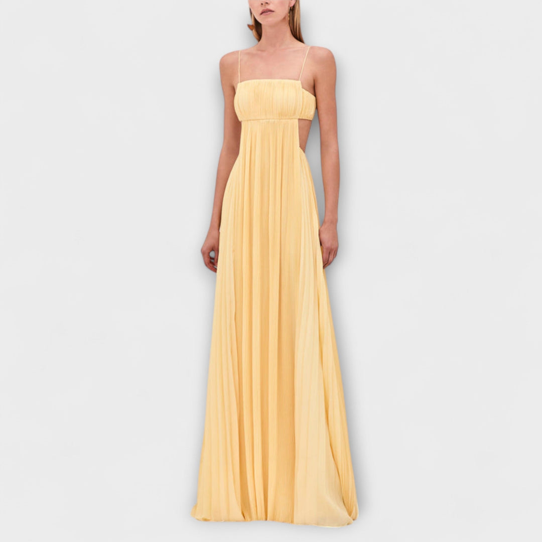 Tamina - Maxi Plisseret Kjole med Elegante Udsnit