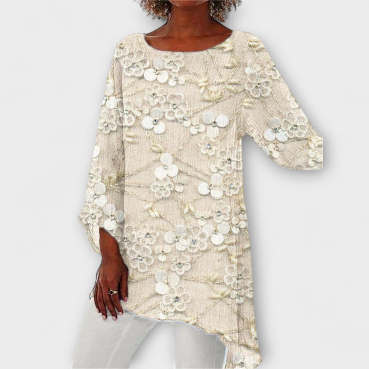 Harper - Bluse med blomstertrykt krystal