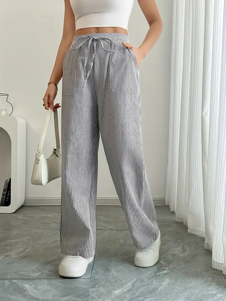 Alina™ | Elegant Stribede Bukser med Lommer