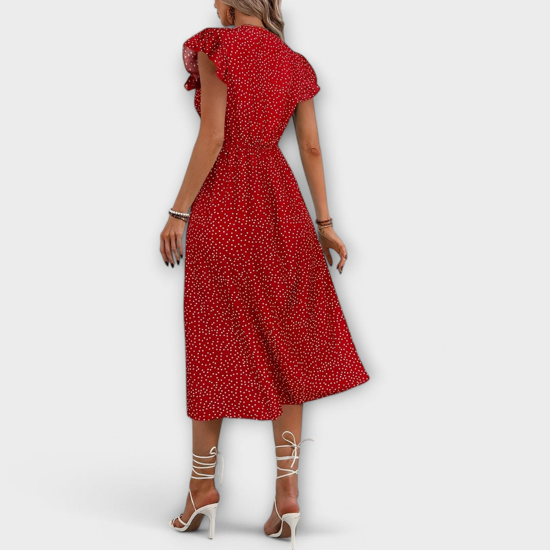 Irina-Marie - Elegant midi kjole med prikker