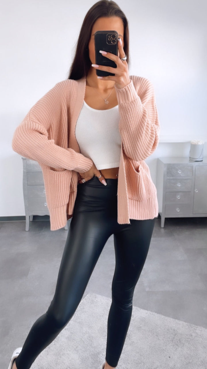 Sorte Faux Læder Leggings - Kunstnerisk Stil