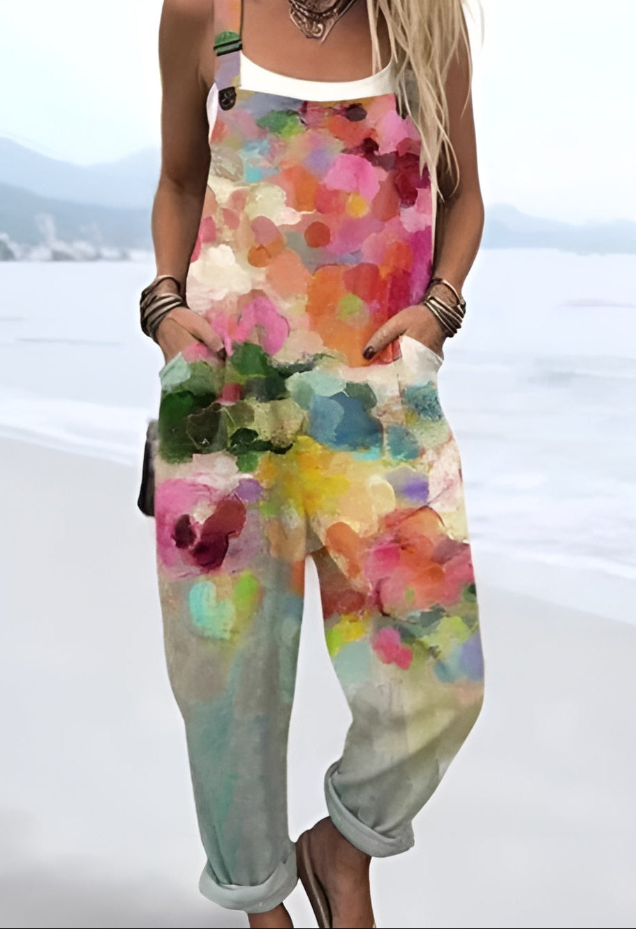 Ingeborg™ | Akvarel Blomster Dungarees