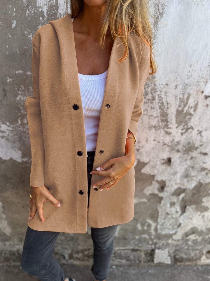 Jacqueline | Casual Hoodie Jakke med Knapper