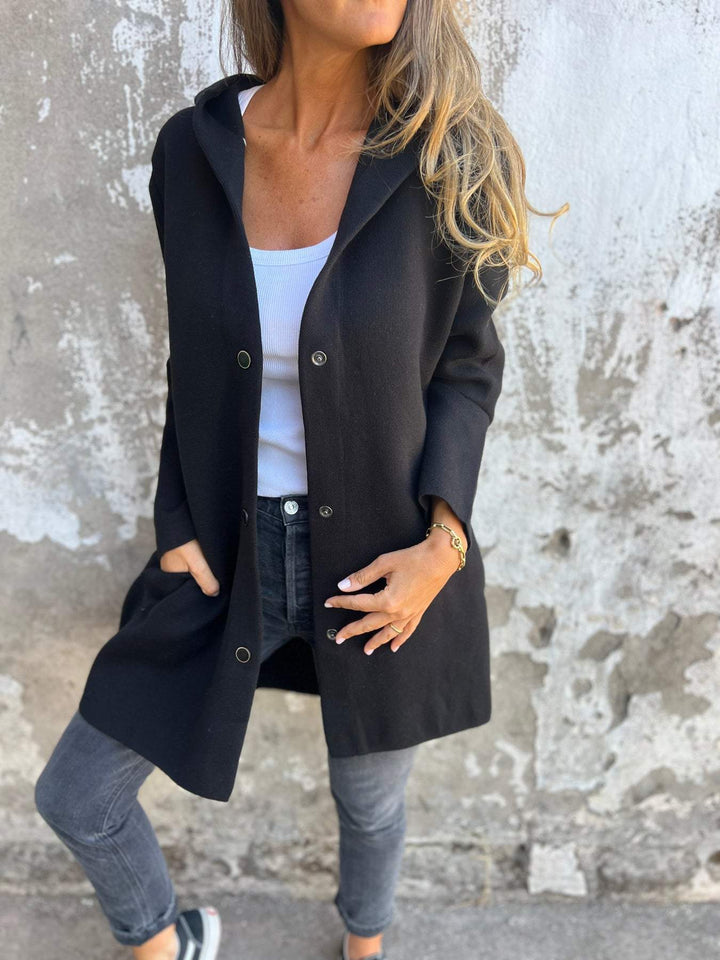 Jacqueline | Casual Hoodie Jakke med Knapper