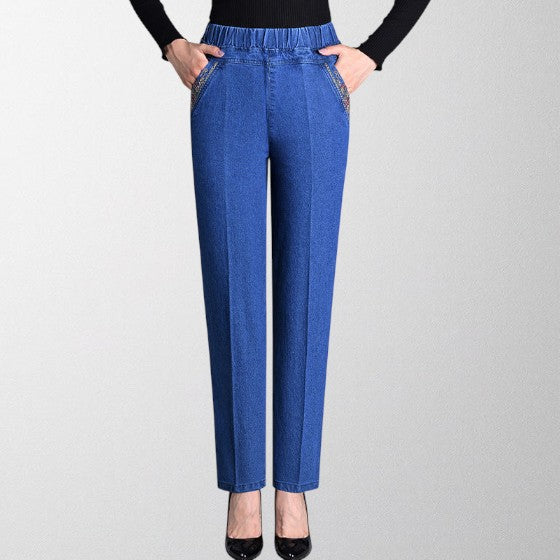 Olivia - Kvindelige jeans med sidelommer og elastisk liv