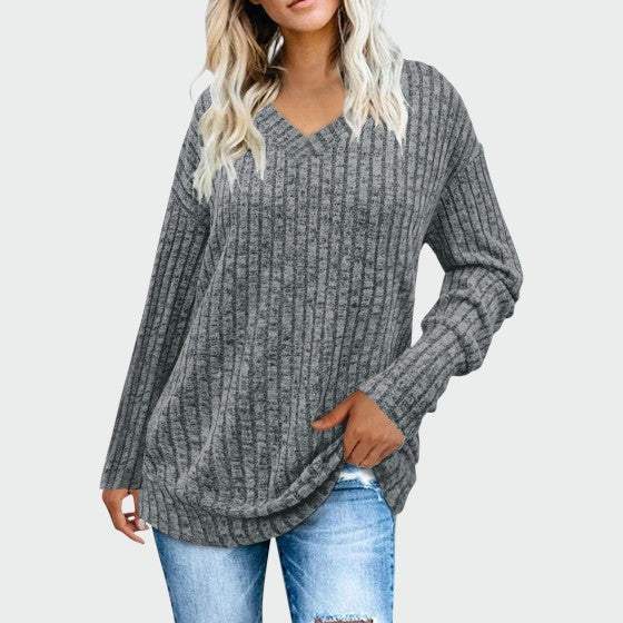 Deri - Behagelig V-hals Langærmet T-shirt