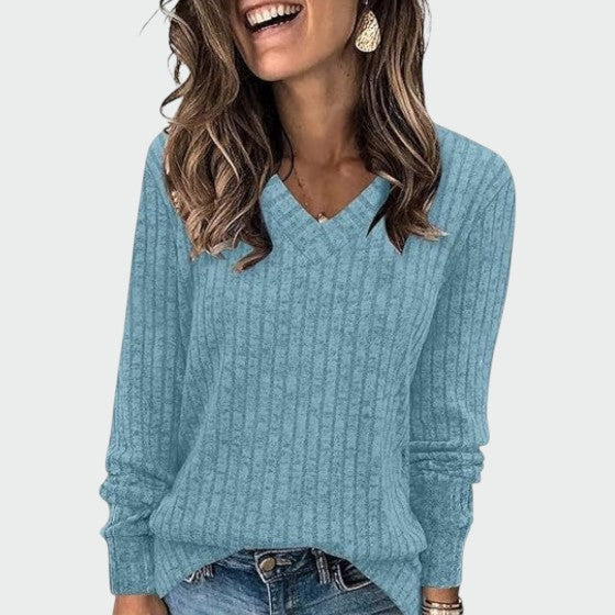 Deri - Behagelig V-hals Langærmet T-shirt